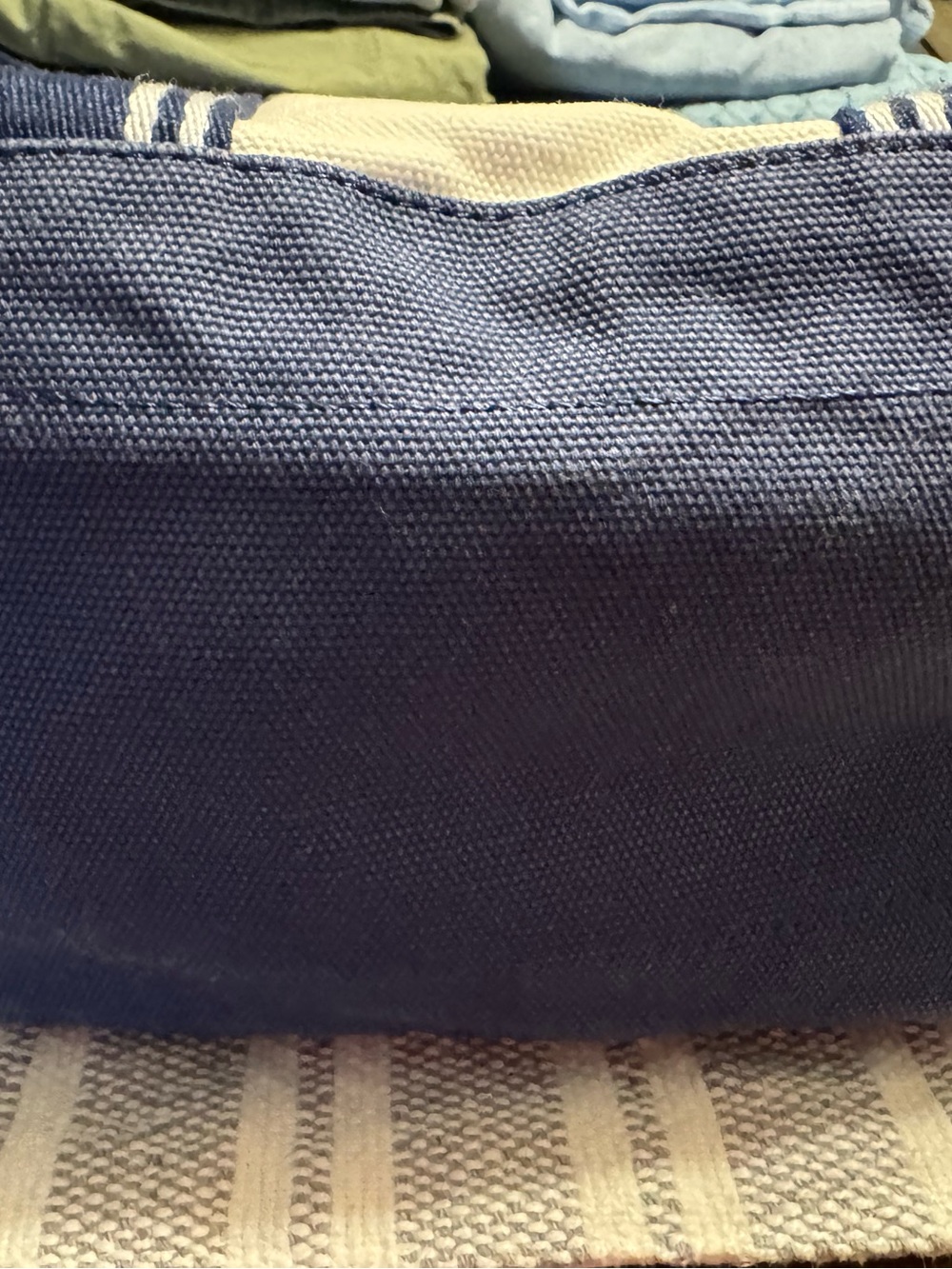 Vineyard Vines Navy and Cream Canvas Tote with Pink Logo Patch - Picture 5 of 6